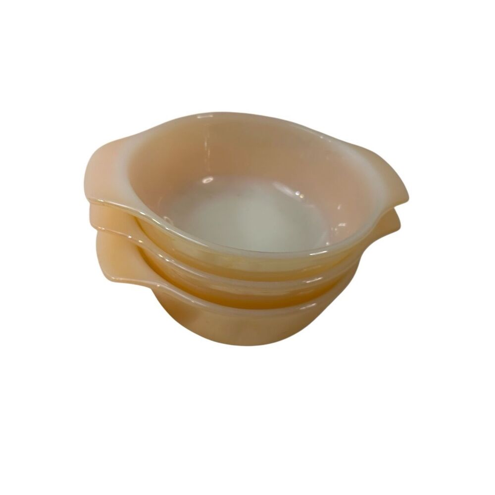 Fire King‎ glass bowl set peach color 3 piece set